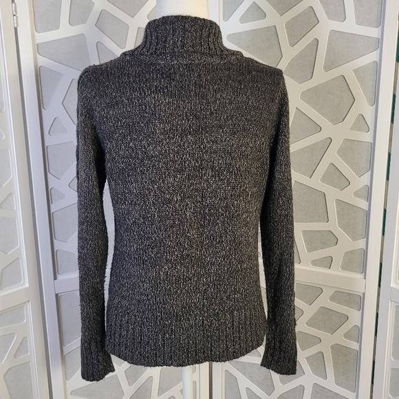 St. John's Bay Medium Button Up Cardigan Sweater Cable Knit Black/Grey - Picture 4 of 11